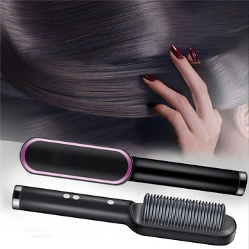 2-in-1 Hair Straightener Curling Professional Styling Brush Hair Curler & Straightener For Women (Random Color)